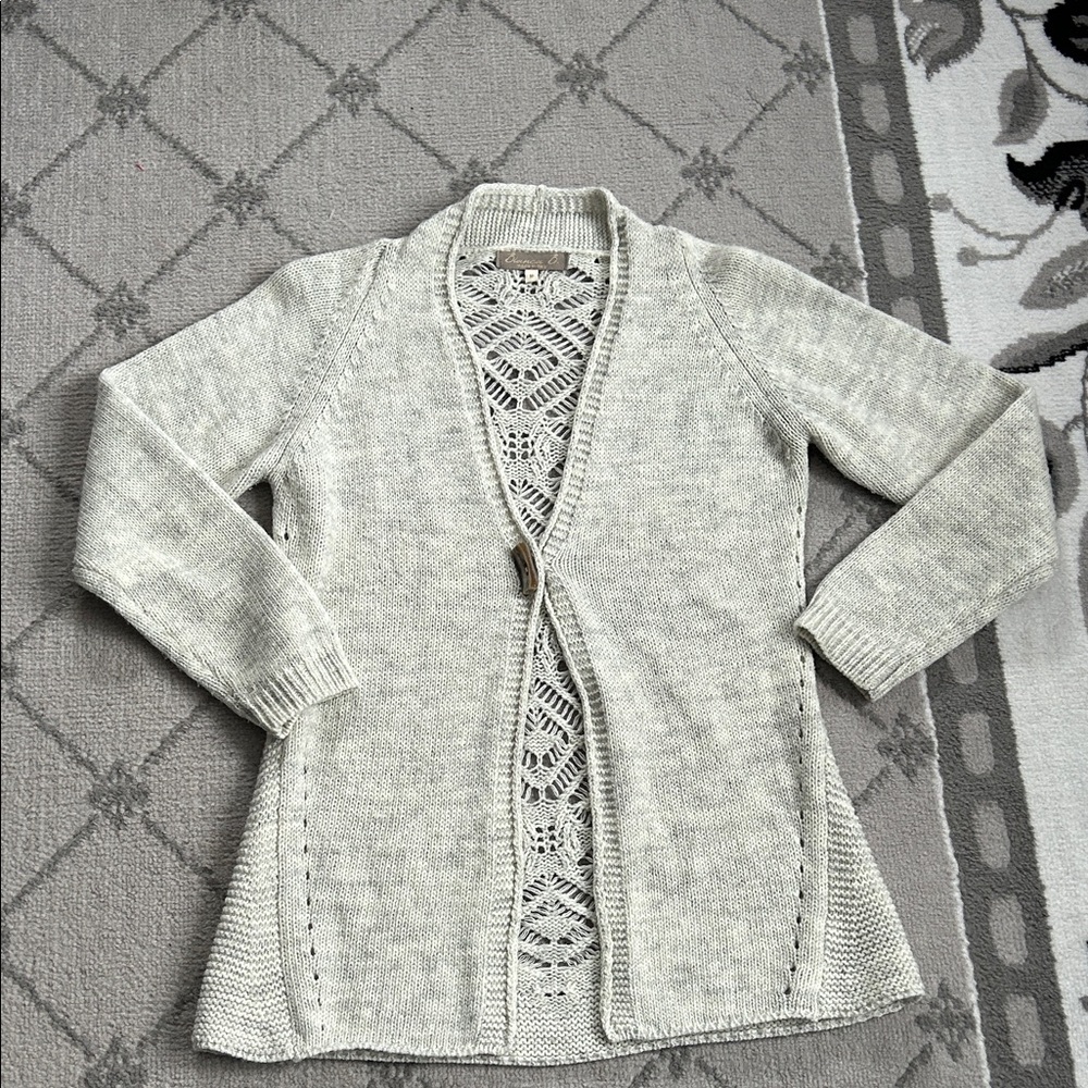 Bianca B Tan Italian  Knit Cardigan with Lace Back Detail - Picture 2 of 9